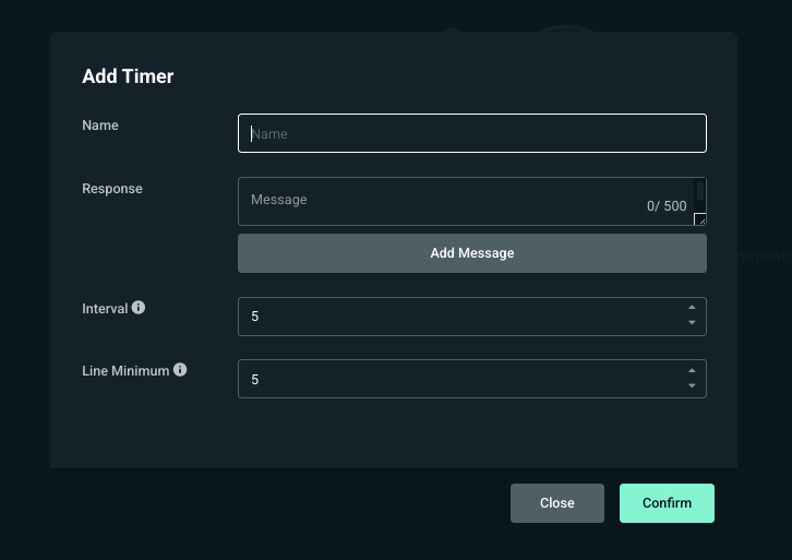 Edit settings popup for Timers for Cloudbot